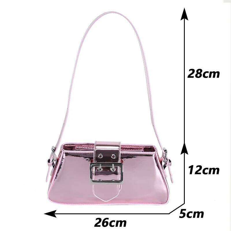 Luxury Design Glossy PU Armpit Party Fashion Handbag Patent Leather Silver Women's Handbags New Shoulder Bag