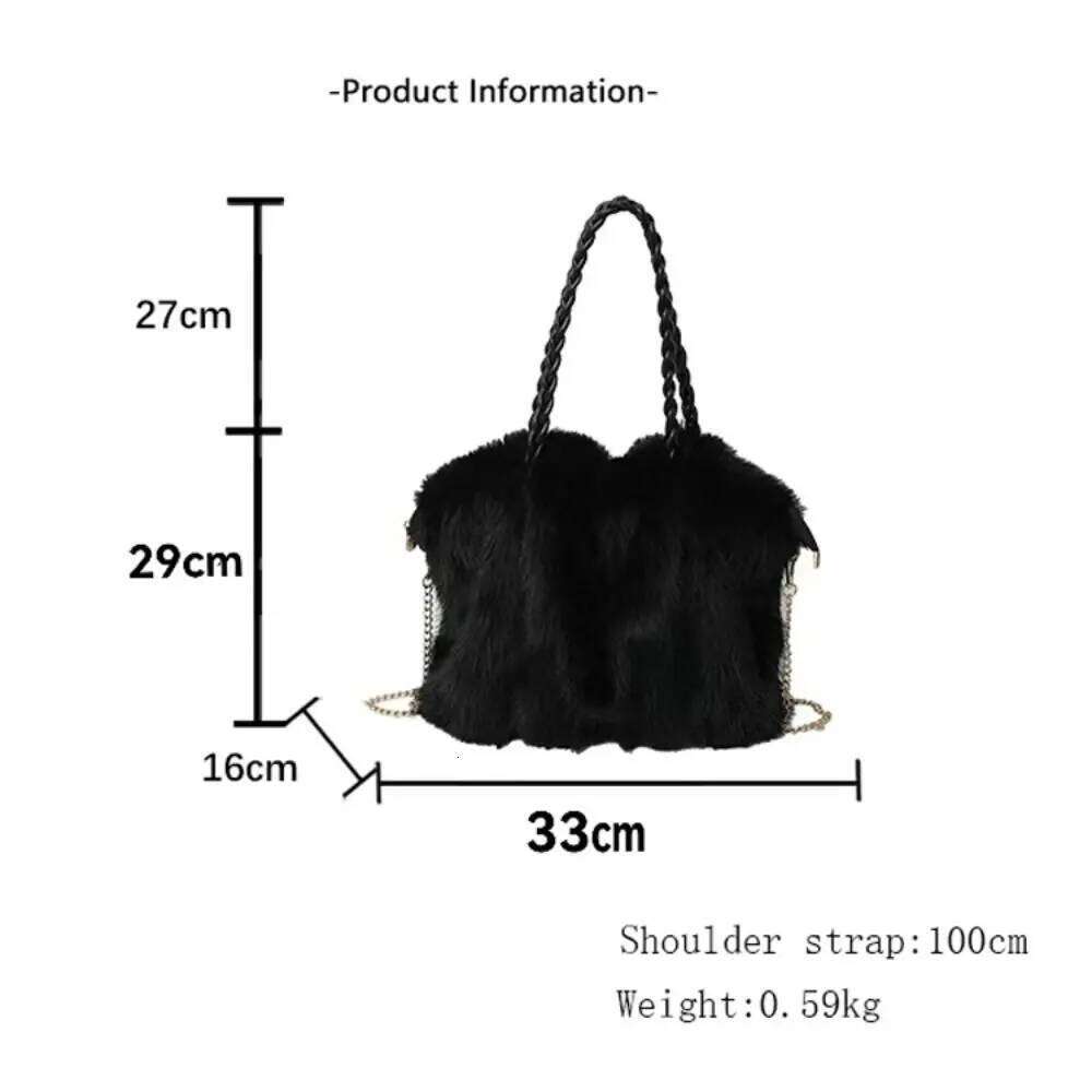 Women's Fashion Pleated Tote Bag Large Capacity Faux Fox Fur Commuting Bags Versatile High-end Fluffy Handbag XJ260131