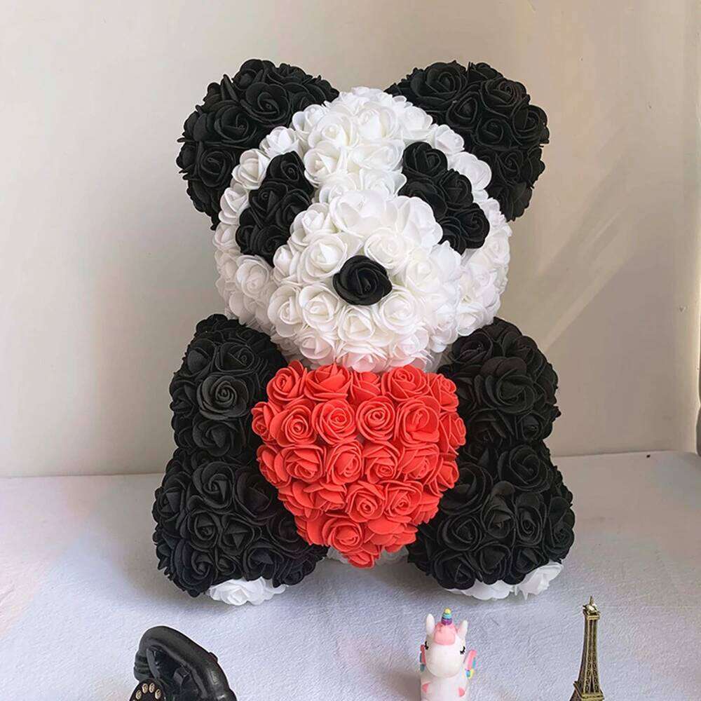 Teddy Artificial Flowers 25cm Rose Bear With Box Light Mom Girlfriend Anniversary Child Birthday Valentine's Day Gift Y260131