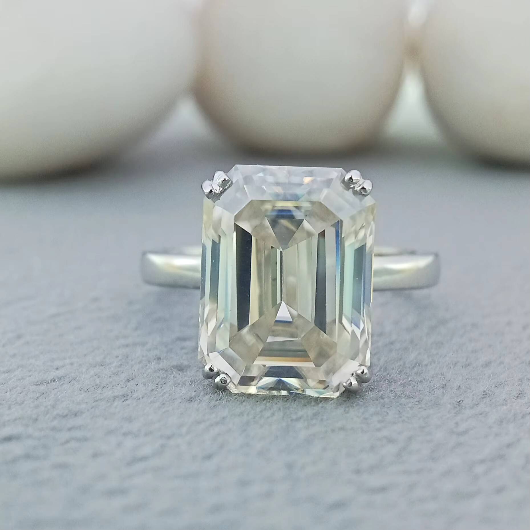 DVINS JEWELS Classic Single Halo Ring 2ct Pave Diamond S925 GIA Certified Engagement Wedding Eternity Lab Grown Emerald Cut