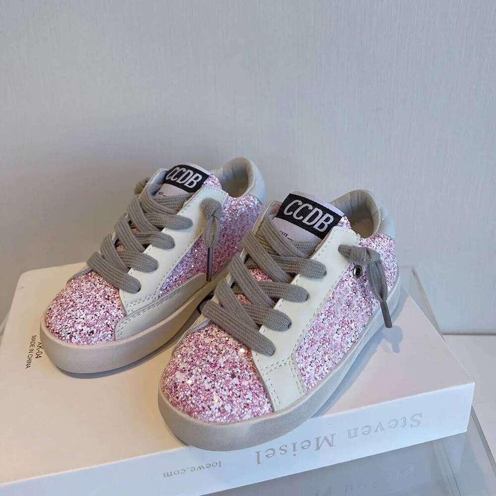 Spring Autumn Children Board Korean Fashion Girls Casual Shoes Boys Soft-soled Front Lace-up Color-blocked Sequin Sneakers Y260128