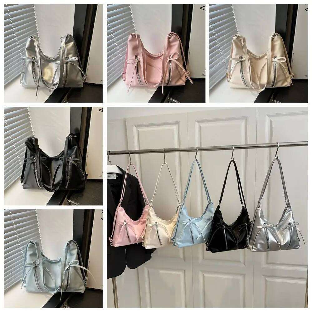 All-match Silver Bowknot Shoulder Korean New Style Y2K Tote Elegant Fashion Bow Crossbody Bag Ladies/Girls XJ260130