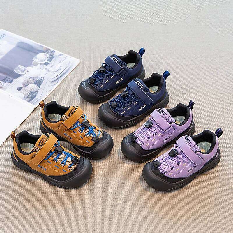 Children's Sneakers Size 23-33 Yellow Leather Boys Girls Casual Four Seasons Blue Lightweight Non-slip Kids Outdoor Shoes Y260128