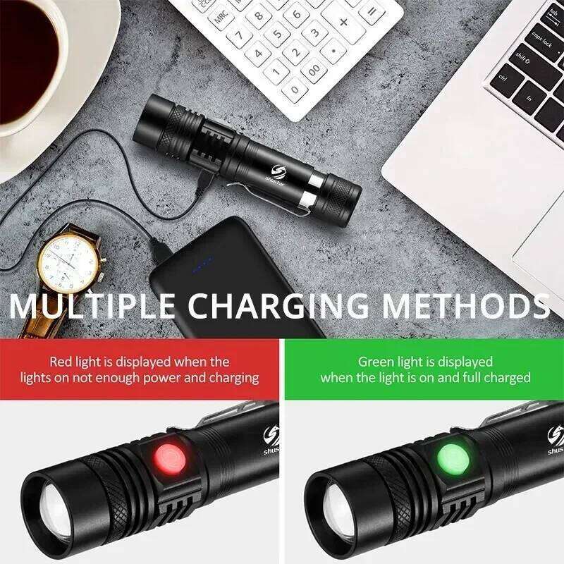 High Power Led Flashlights Zoomable Camping Torch With LED Lamp Beads Waterproof 4 Lighting Modes Multi Function USB Charger H260131