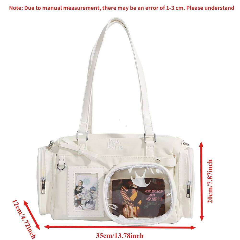 New Y2K Bow Ita Shoulder Bags Sweet Girl Transparent Large Capacity Comic Exhibition Crossbody Bag Cute DIY Display Handbags