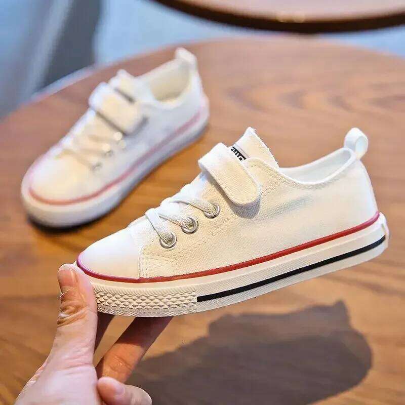 New Canvas Toddler Board Kids Lace-up Anti Slip Sneakers Fashion Walking Boys Girls School Shoes Y260128