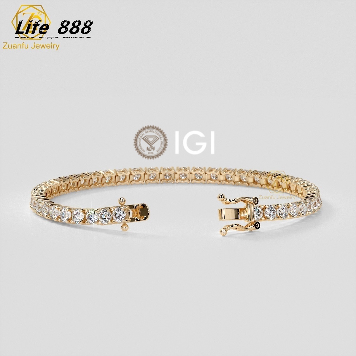 Fine Bracelets Bangles 2mm 3mm 4mm 10K Solid Gold Lab Grown Diamond Tennis Bracelet Necklace Tennis Chain with GRC Certificate