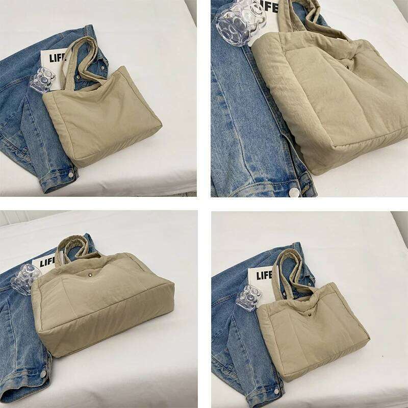 Soft Shoulder Bag For Women Cloth Solid Color Female Handbags Large Capacity Tote Bags Shopping