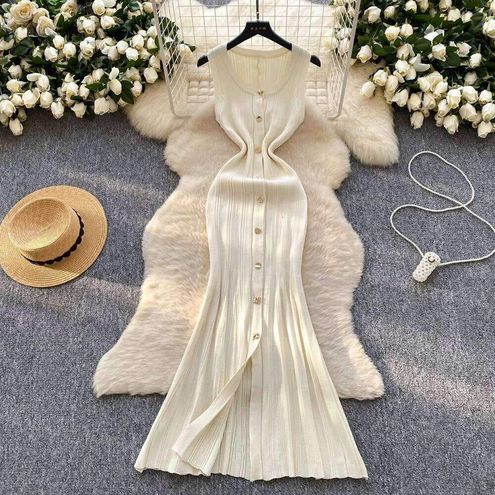 YuooMuoo Brand Fashion Luxury Single-breasted Maxi Women Sleeveless Wrap Hip Bodycon Summer Dress Elegant Party Vestidos XJ260131