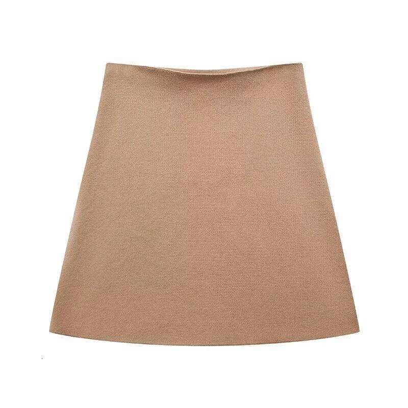 Willshela Women Fashion Solid Knitted A-Line Mini Skirt Vintage High Elastic Waist Female Chic Lady Skirts XJ260131