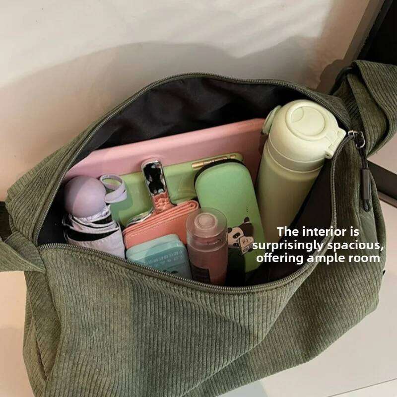 Trendy Corduroy Crossbody Women Fashion Large Capacity Shoulder for Travel Texture Simple and Versatile Commuting Bag XJ260131