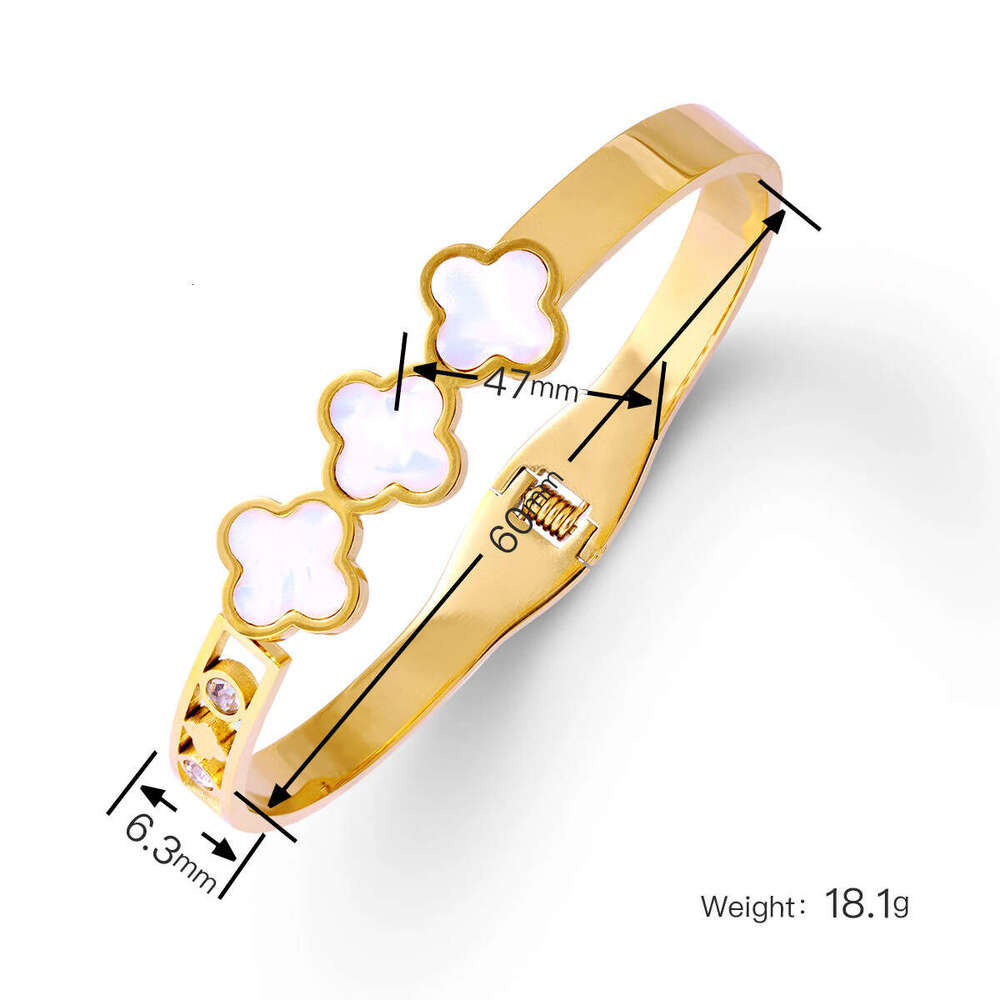 designer bracelet European and American Cross-Border Wholesale Shell Simple High-End Feel Non-Fading Jewelry Women's Gold Four-Leaf Clover Titani