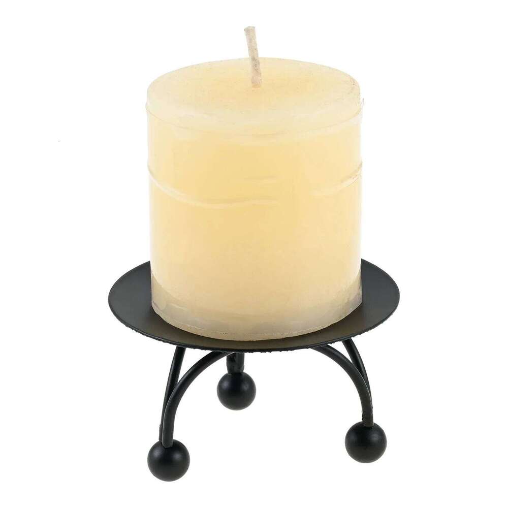 Black/gold Pillar/cup Candle Holder Round Iron Plate Candlestick Tripod Stand Decorating Wedding Festival Party Home Craft Gift Y260131