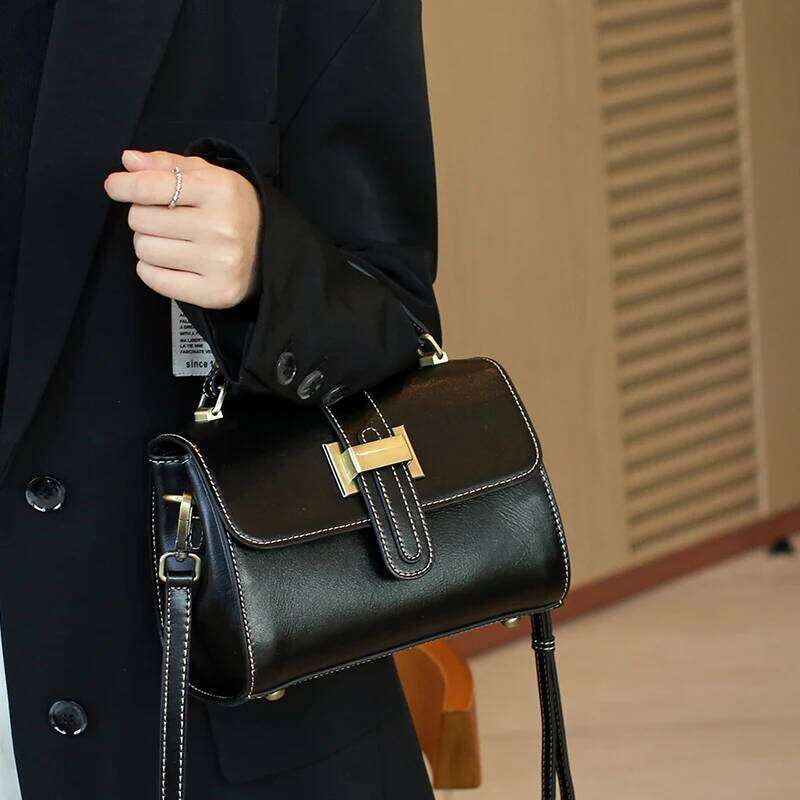 Women Cowhide Genuine Leather Bag Female Fashion Designer Luxury Handbag Ladies Small Square bag Retro Crossbody Shoulder Bags XJ260131