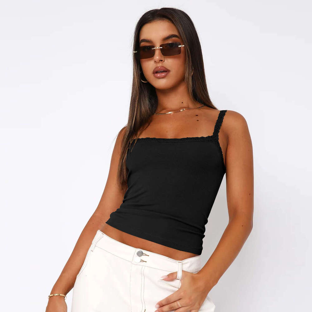 Cross-Border Spring Summer New Lace Trim Pure Desire Camisole European and American Slim Fit Base Layer Women's Sexy Hot Girl Top Wearable Outsid