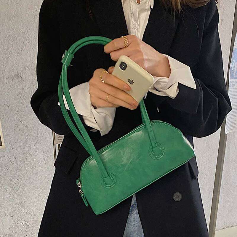 Fashion Women Underarm Bag Spring and Summer Solid Color Button Free PU Shoulder Bags French Casual Simple Girls Handbags