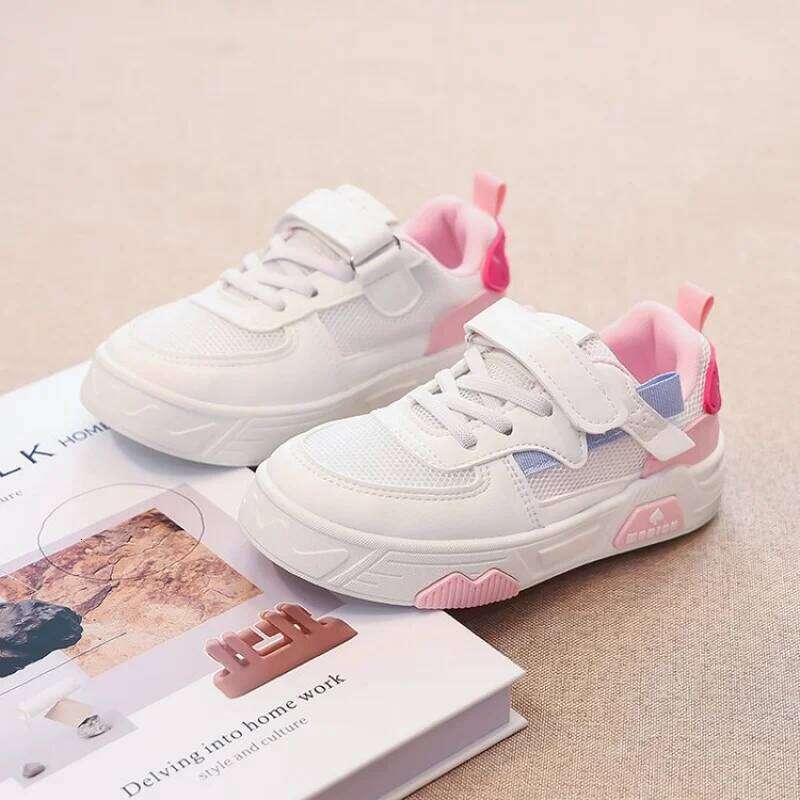 2025 Spring/Autumn Kids Breathable Patchwork Sneakers Leather & Mesh Upper, Anti-Slip Sole, Casual Shoes for Boys and Girls Y260128