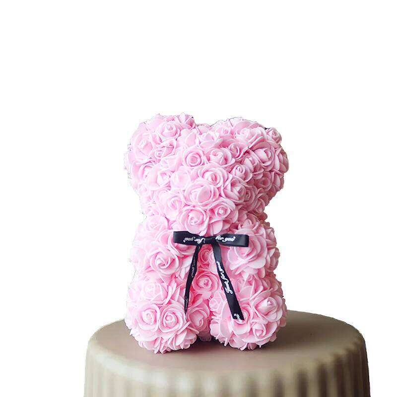 DIY Teddy Rose Bear Box High Quality Preserved Artificial Pe Foam Silk Flower Natural 40 cm Decorative Gift Valentine's Day Y260131