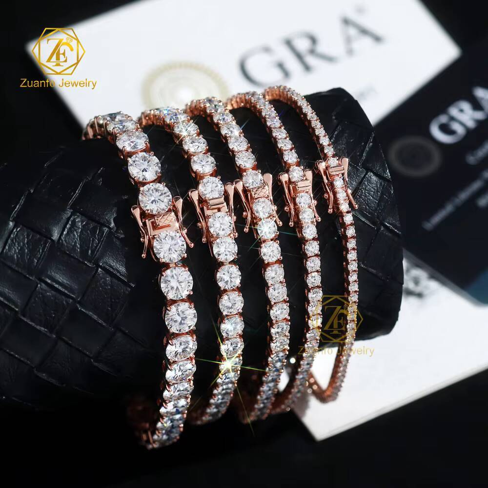 Luxury Pass Diamond Tester GRA Diamond Tennis Bracelet Iced Out 2MM 3MM 4MM 5MM VVS Moissanite Tennis Chain 925 Silver Hip Hop