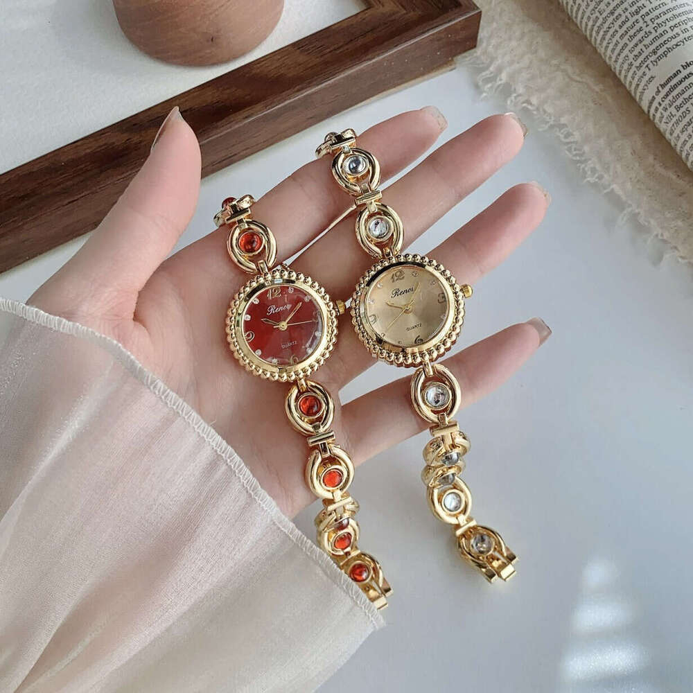 With Box small Dial Dainty Women's Thin Design Gold Strap Digital Face Bracelet Watch Vintage Free gift
