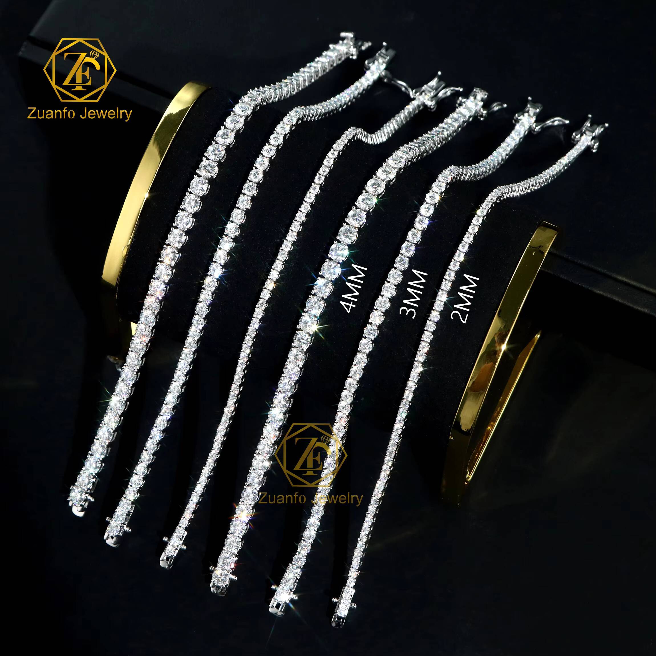 Fine Jewelry Vvs Moissanite Chain 2mm 3mm 4mm 5mm 925 Sterling Silver White Gold Women Men Gra Lab Diamond Tennis Bracelet