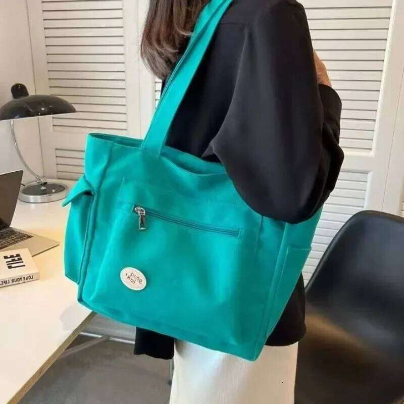 Women's Fashion Shoulder Class Large Capacity Student Tote 2024 New Canvas Commuter Handbag Women Bag
