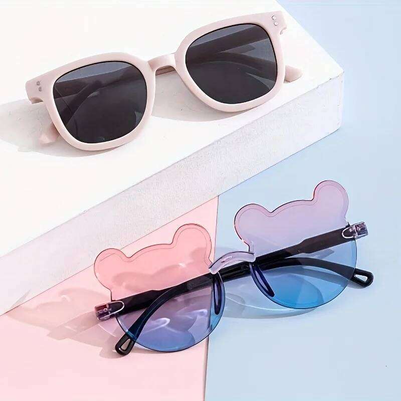 4pcs Cute Square Frame and Bear Ear Shaped Fashion Glasses H260130