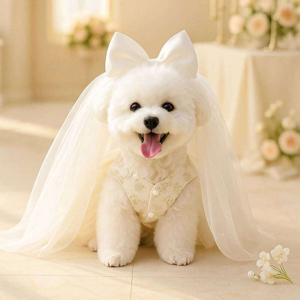 Fancy Dog wedding Dresses with Leash Ring Doggy Cat Tutu Skirt Puppy Kitty Birthday Party supplies formal wear pet clothes H260129