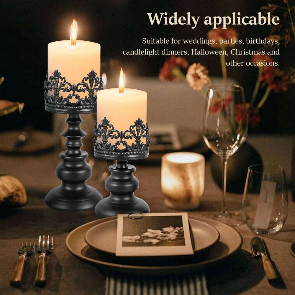 2Pcs Retro Europe Wedding Iron with Openwork Pattern Decoration Candle Holder for Home Restaurants Y260131