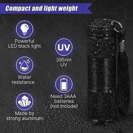 UV Black 395nm Handheld Ultraviolet Flashlight Portable Blacklight Detector Mini Torch Light for Pet Urine H260131