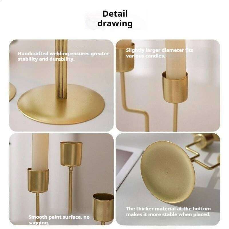 European Style Iron Candle Holder Romantic Dinner Table Decor Home Living Room Ornament for Candlelight Decoration Y260131