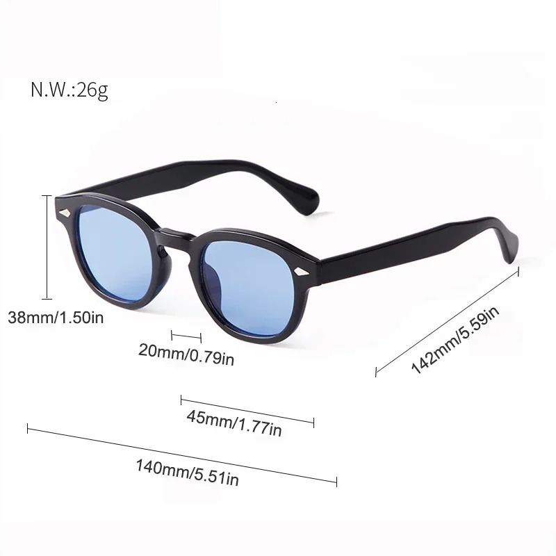 Fashion Transparent Blue Round Sunglasses Women Men Retro Rivet Small Square Sun Glasses UV400 Eyewear 260126