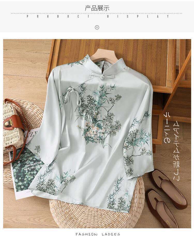 Summer Female Clothes Chinese Style Half Sleeve Women's Blouses Fashion Embroideried Cheongsam Shirt Lady Floral Top Loose