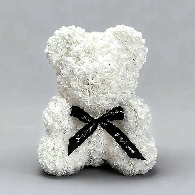 25cm Artificial Flower Eternal Rose Teddy Bear Christmas Birthday Valentine's Day Anniversary Gift for Home Wedding Decor Y260131