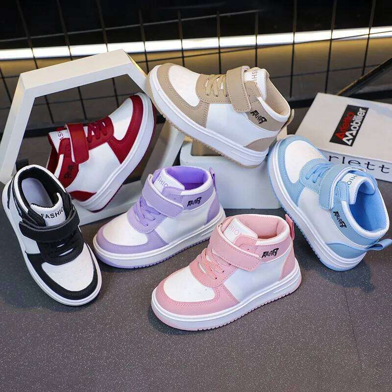 Children's Sports Spring Autumn New Boys Girls Sneakers Classics High Top Soft Breatheable Fashion Kids Basketball Shoes Y260128