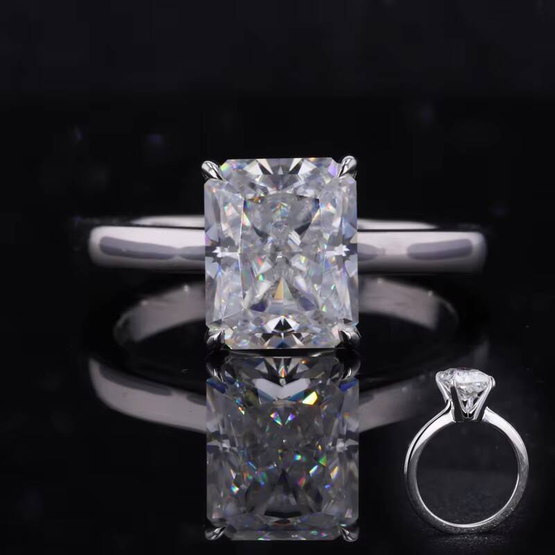 Best Quality Radiant Crushed Iced Moissanite Engagement 925 Silver Rings Jewelry