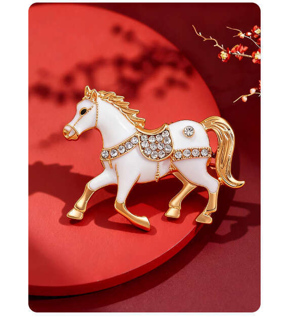 European and American Creative Personality Alloy Enamel Oil Drop Rhinestone Horse Brooch Exquisite Women's Clothing Accessories Pin Versatile Dec