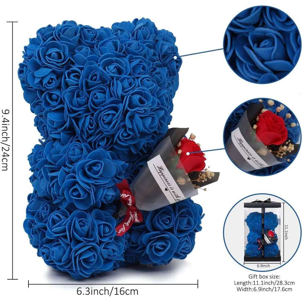 Artificial Gift for Women Christmas Valentine's Day Birthday Anniversary Rose Flower Teddy Bear Wedding Party Y260131