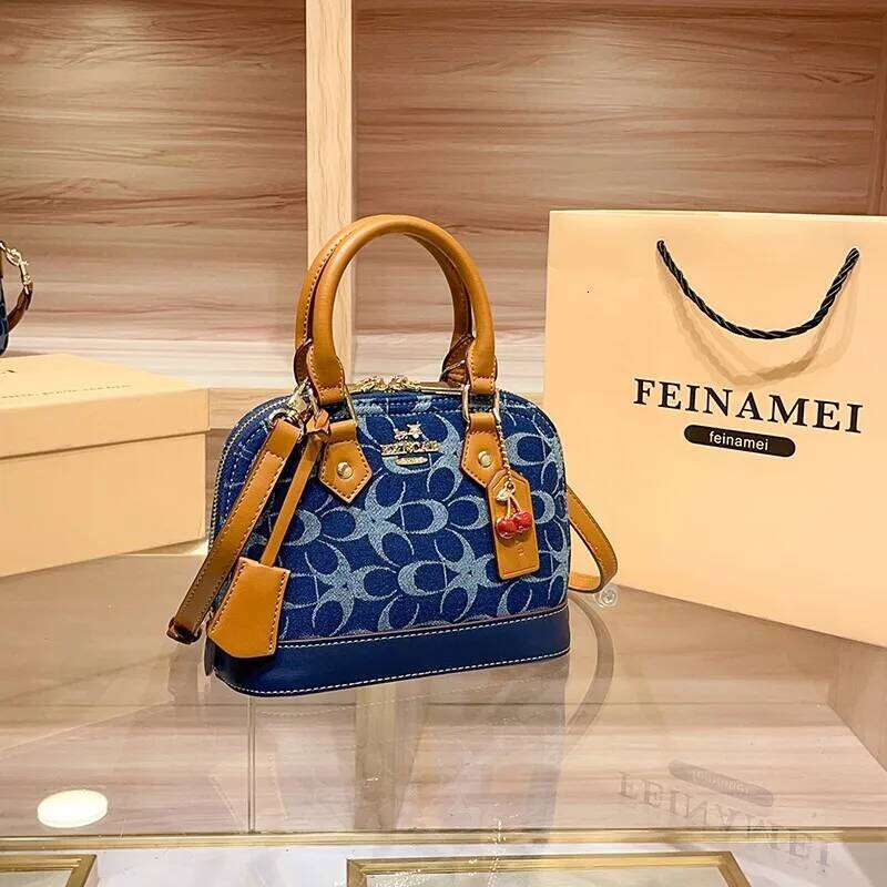 Ladies' handbag, light luxury retro denim canvas fashionable 2025 new shell bag, high-end single shoulder crossbody bag