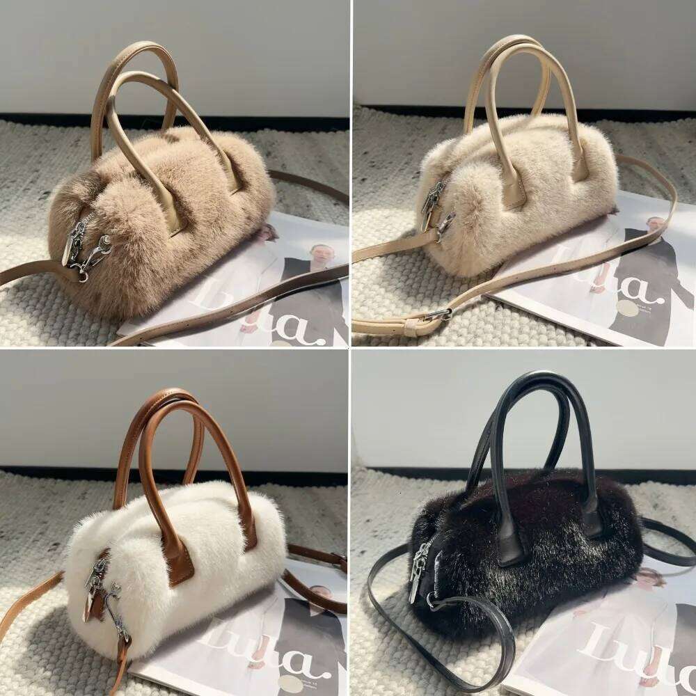 Winter Faux Fur Women's Box Small Tote Crossbody Bags Luxury Design Soft Plush Female Handle Shoulder Bag Furry Fluffy Handbags XJ260131