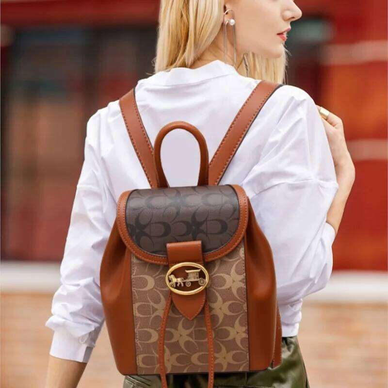 Women's handbag 2025 new fashionable contrasting color high-end feeling carriage large capacity backpack for women