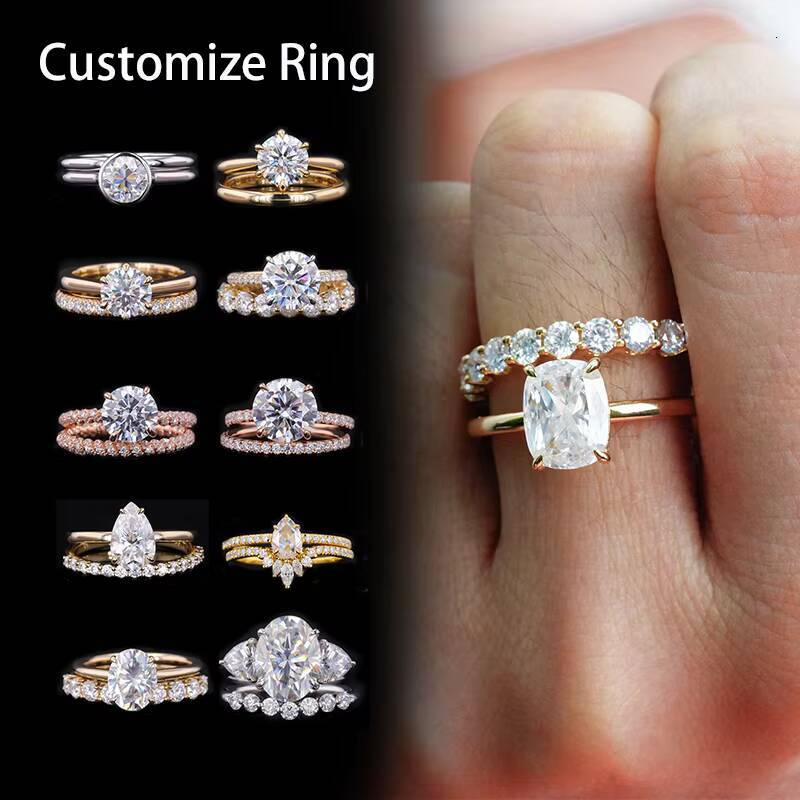 DEF VS Princess Asscher Radiant Emerald Loose Diamonds Jewelry Starsgem 14k Gold Wedding Rings CVD HPHT Lab Diamond Band Ring