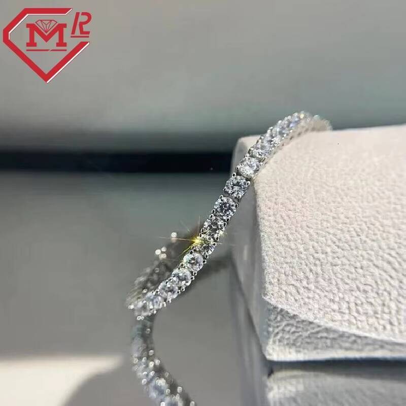 Wholesale 3mm VVS Diamond Bracelet Sparkling 925 Sterling Silver Moissanite Tennis Bracelet