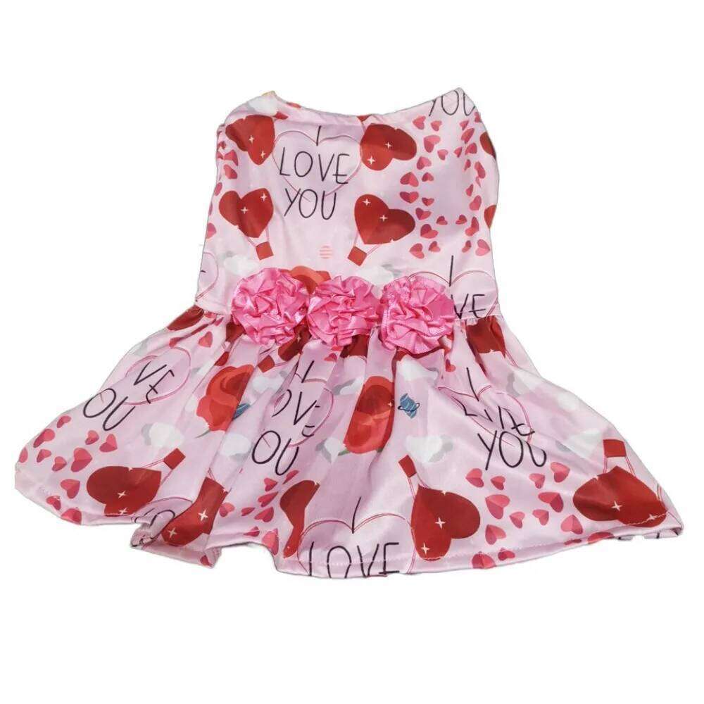 Print Cute Princess Breathable Soft Pet Skirt Red Rose Dog Sleeveless Dress Spring H260130