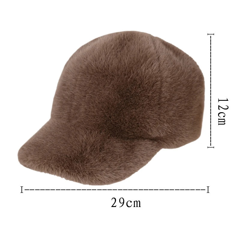 Fashion Solid Color Fluffy Faux Fur Baseball Hat Outdoor for Womens Thick Thickened Cap Men Winter Warm Hats 260120
