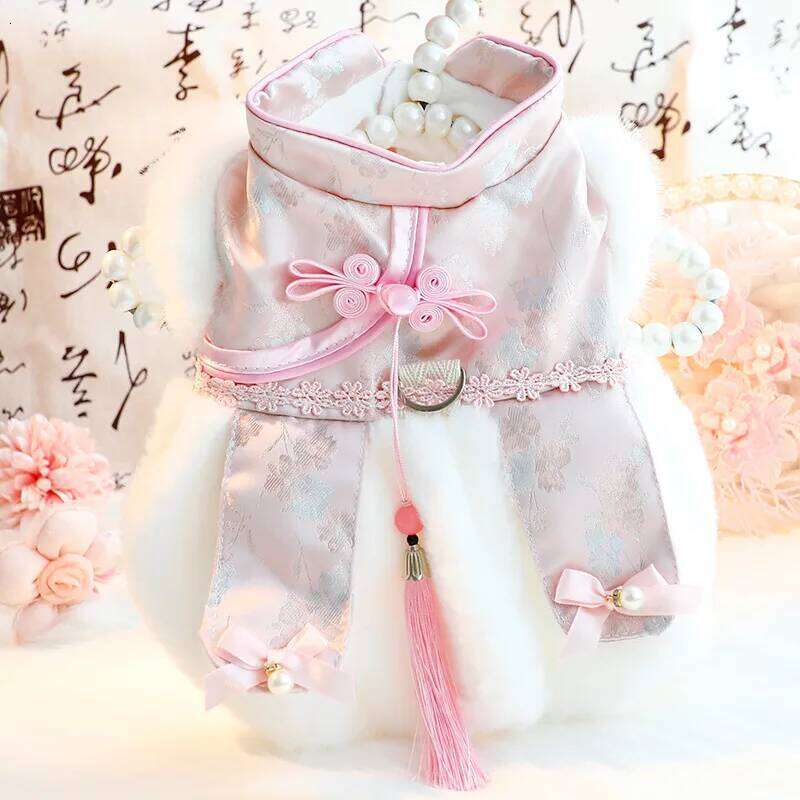 Chinese Style Dog Coat Autumn Winter New Thickened Soft Princess Dress For Small Dogs Schnauzer Bichon Clothes H260129