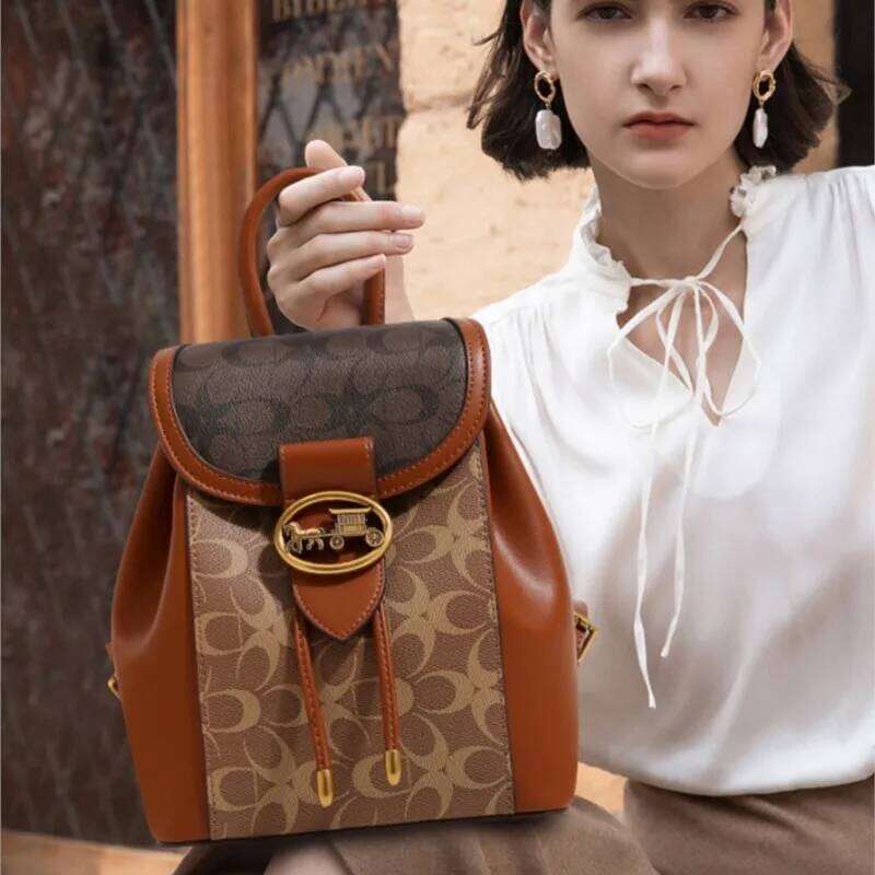Women's handbag 2025 new fashionable contrasting color high-end feeling carriage large capacity backpack for women