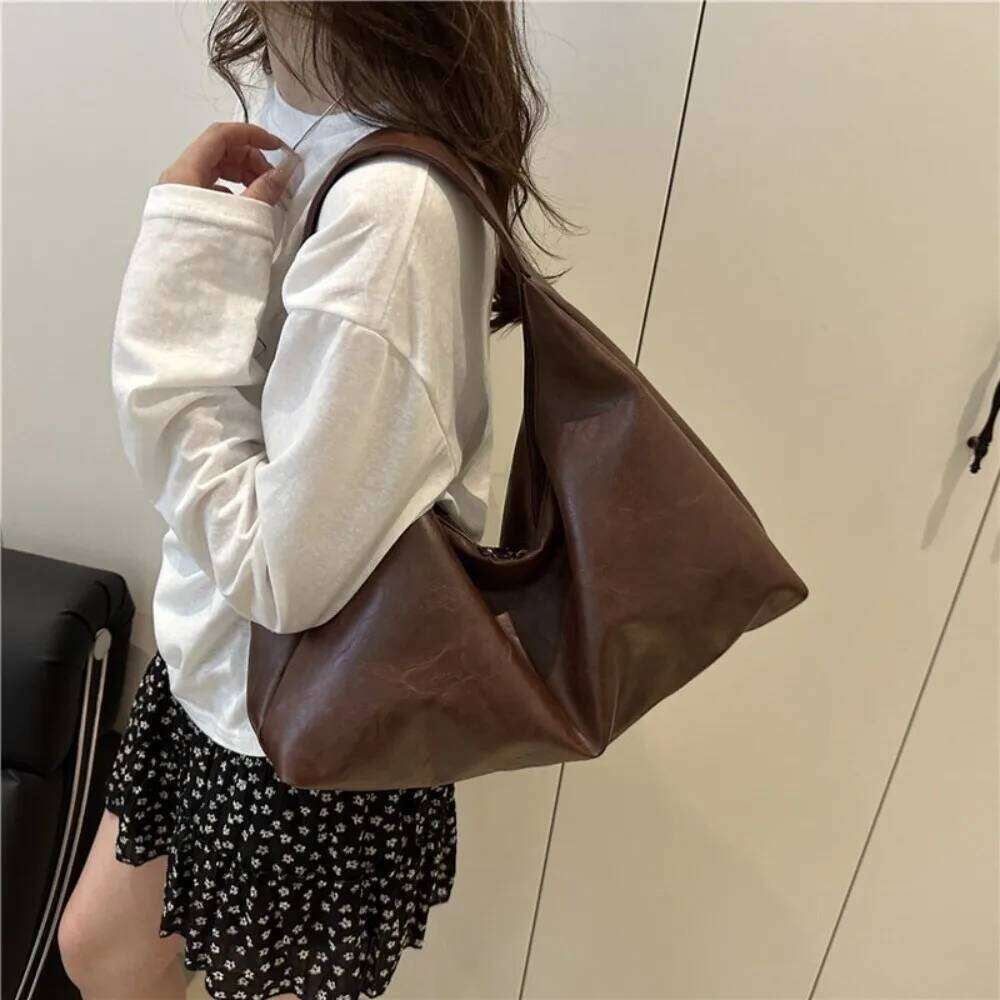High Quality Big Large Shoulder Leisure Y2k Soft Leather Tote Cuasal Vintage Women's Armpit Bag Commuting XJ260131