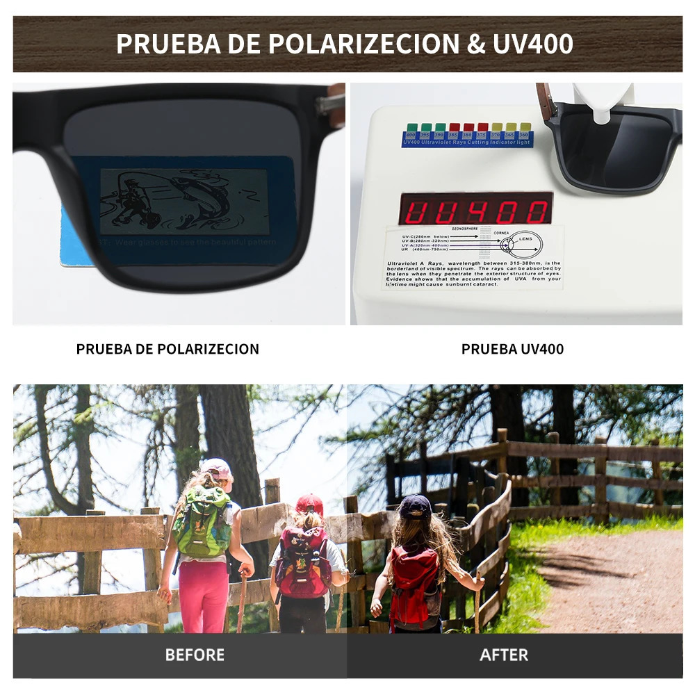 GM Arrivals Black Wooden Polarized Sunglasses for Men Bamboo Sunglasses Red UV400 Lenses Fashion Driving Shades S5565 260120