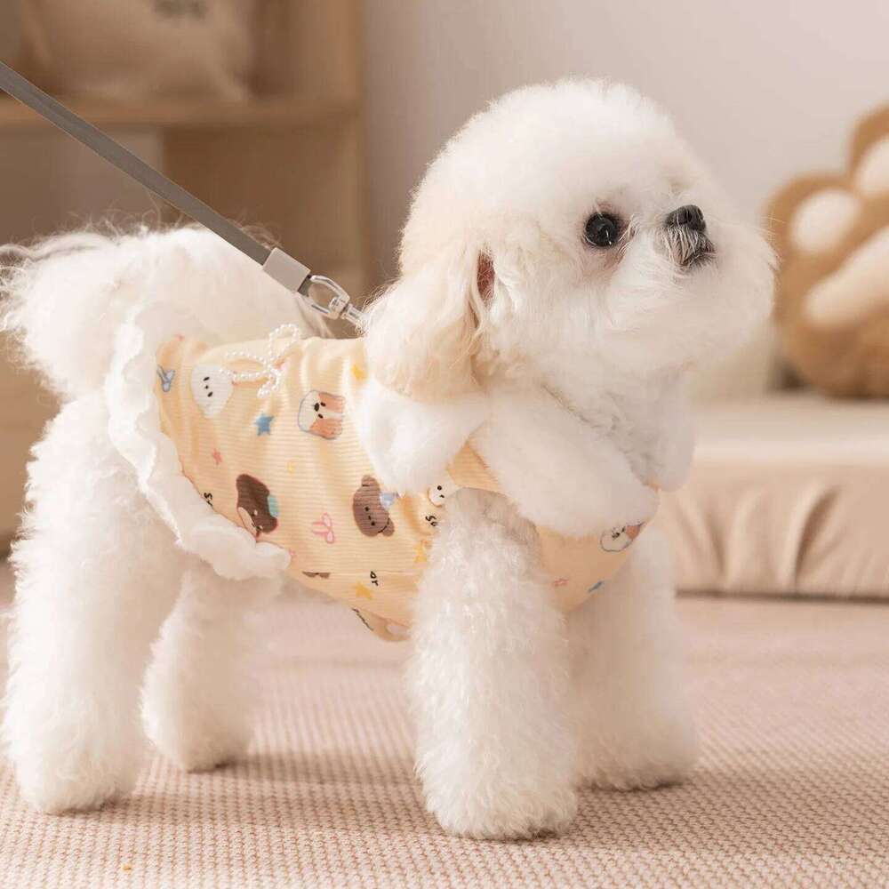 Autumn and Winter Pet Plush Rabbit Ear Coat Dress Medium Sized Teddy Cat Dog Dresses for Small Dogs Puppy Clothes H260129